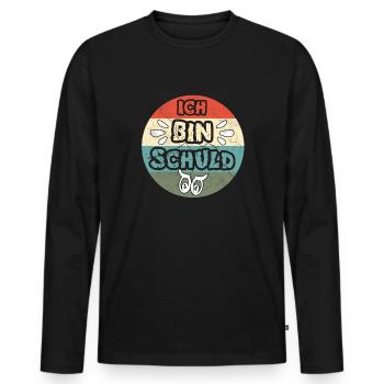 Ich bin schuld - Männer Premium Bio Langarmshirt - Schwarz - Vorne - Nico (187cm)