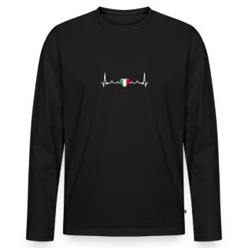 Italien Herz - Männer Premium Bio Langarmshirt - Schwarz - Vorne - Nico (187cm)