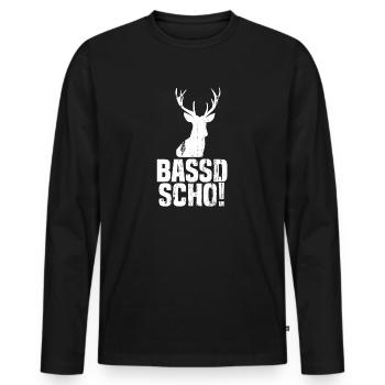 Vintage Bassd Scho Bayrisches Jagd Jäger Geschenk - Männer Premium Bio Langarmshirt - Schwarz - Vorne - Nico (187cm)