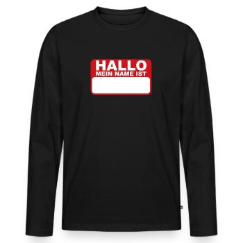 Hallo Mein Name Ist Namensschild Namen Schild - Männer Premium Bio Langarmshirt - Schwarz - Vorne - Nico (187cm)