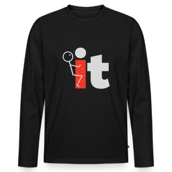 Fuck it - Männer Premium Bio Langarmshirt - Schwarz - Vorne - Nico (187cm)