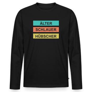 Älter schlauer hübscher - Männer Premium Bio Langarmshirt - Schwarz - Vorne - Nico (187cm)
