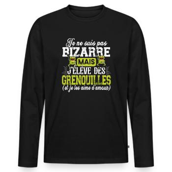 Grenouille Amphibien Cadeau Humour Étang Rainette - T-shirt manches longues Premium bio Homme - noir - Devant - Nico (187cm)