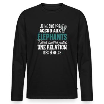 Éléphant Animal Cadeau Humour Safari Trompe Dumbo - T-shirt manches longues Premium bio Homme - noir - Devant - Nico (187cm)