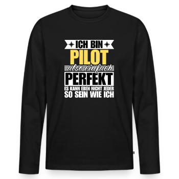 Perfekter Pilot - Männer Premium Bio Langarmshirt - Schwarz - Vorne - Nico (187cm)