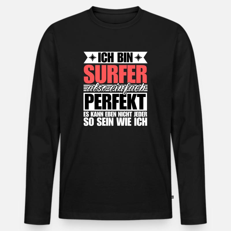 Perfekter Surfer - Männer Premium Bio Langarmshirt - Schwarz