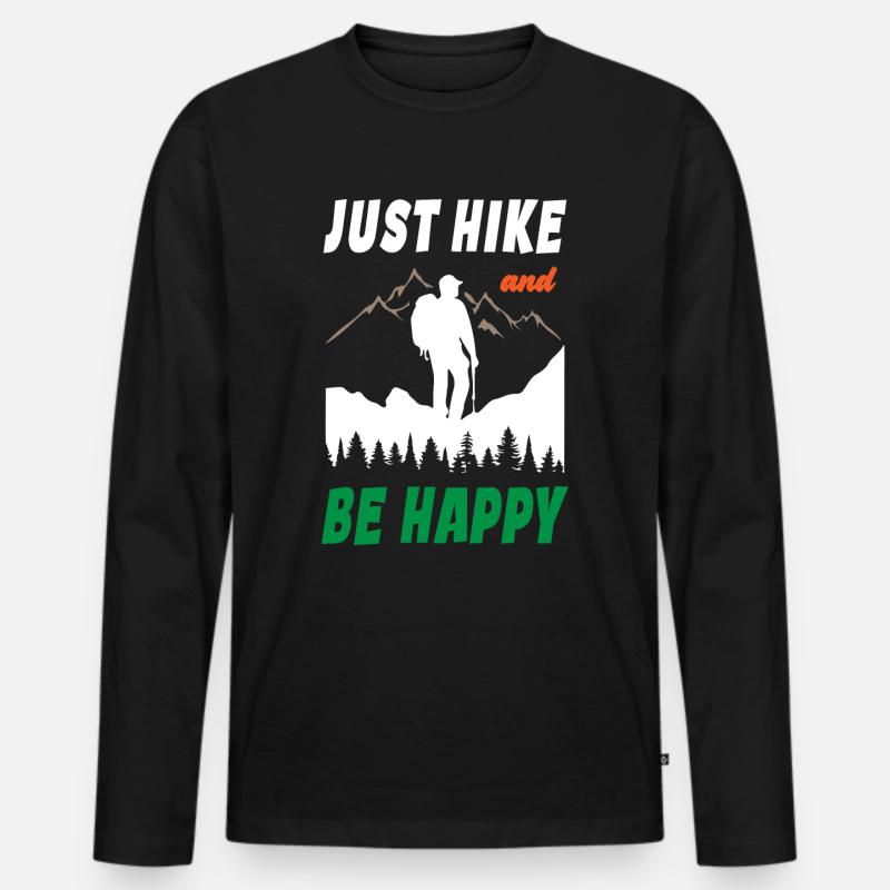 Just Hike And Be Happy - Männer Premium Bio Langarmshirt - Schwarz