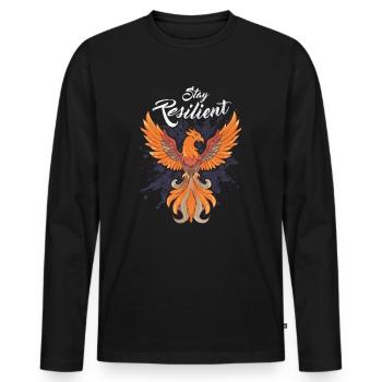 Bleiben Sie widerstandsfähig - Der Phönix der Resilienz - Männer Premium Bio Langarmshirt - Schwarz - Vorne - Nico (187cm)