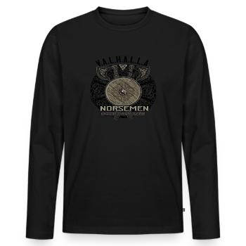 NORSEMEN VALHALLA Viking Gift Idea - Men's Premium Organic Long Sleeve Shirt - black - Front - Nico (187cm)