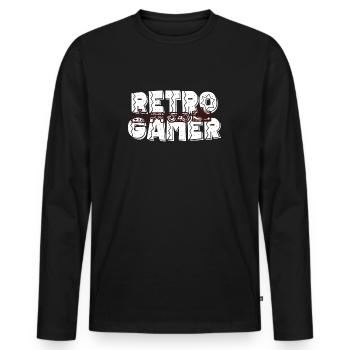 RETRO GAMER Games Spiele Geschenk - Männer Premium Bio Langarmshirt - Schwarz - Vorne - Nico (187cm)