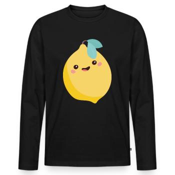 lemon - Men's Premium Organic Long Sleeve Shirt - black - Front - Nico (187cm)
