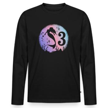 Sirène Anniversaire Fille 3 ans Sirène - T-shirt manches longues Premium bio Homme - noir - Devant - Nico (187cm)