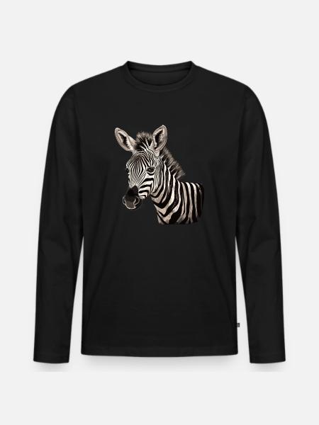 Zebra Africa Animal - Men's Premium Organic Long Sleeve Shirt - black