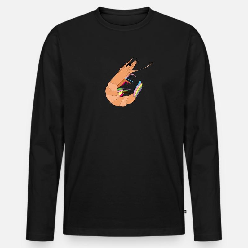 Garnele - Männer Premium Bio Langarmshirt - Schwarz