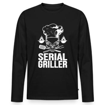 BBQ serial griller cadeau humour homme barbecue - T-shirt manches longues Premium bio Homme - noir - Devant - Nico (187cm)