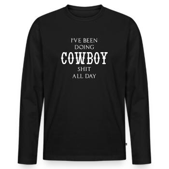 J’ai fait des conneries de cow-boy toute la journée - T-shirt manches longues Premium bio Homme - noir - Devant - Nico (187cm)