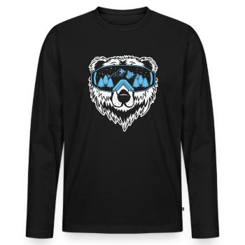 Funny Ski Jumping Winter Sports Bear Sunglass - Männer Premium Bio Langarmshirt - Schwarz - Vorne - Nico (187cm)