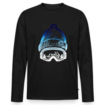 SKI Winter Sports Beanie - blue Snow Edition *** - Men's Premium Organic Long Sleeve Shirt - black - Front - Nico (187cm)