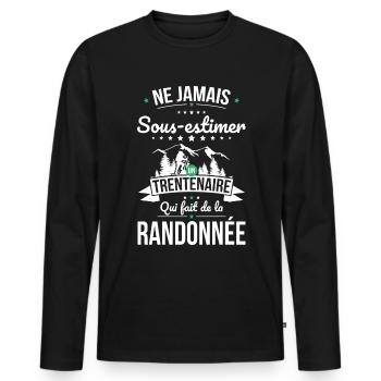 Sous-estimer trentenaire qui fait de la randonnée - T-shirt manches longues Premium bio Homme - noir - Devant - Nico (187cm)