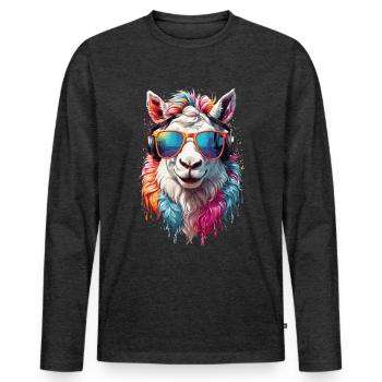 Horse Cool Pony Colorful Sunglasses Rainbow - Men's Premium Organic Long Sleeve Shirt - heather anthracite - Front - Nico (187cm)