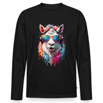 Pferd cool Pony bunt Sonnenbrille Regenbogen - Männer Premium Bio Langarmshirt - Schwarz - Vorne - Nico (187cm)