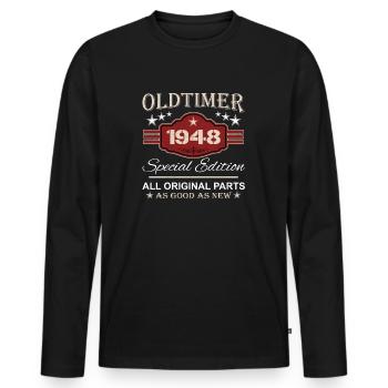 Voiture Vintage 1948 - Cadeau 76e Anniversaire - T-shirt manches longues Premium bio Homme - noir - Devant - Nico (187cm)