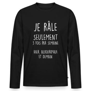 Mon râleur préféré humour drôle homme - T-shirt manches longues Premium bio Homme - noir - Devant - Nico (187cm)