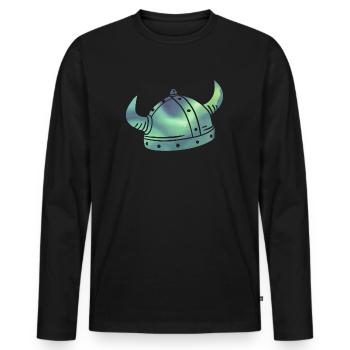 Island Wikinger Polarlicht Aurora Borealis - Männer Premium Bio Langarmshirt - Schwarz - Vorne - Nico (187cm)