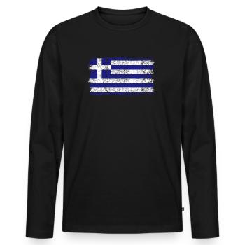 Greek flag Greece Greek flag - Men's Premium Organic Long Sleeve Shirt - black - Front - Nico (187cm)