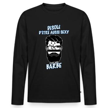 Breton Trop Sexy C'est le Mien - T-shirt manches longues Premium bio Homme - noir - Devant - Nico (187cm)