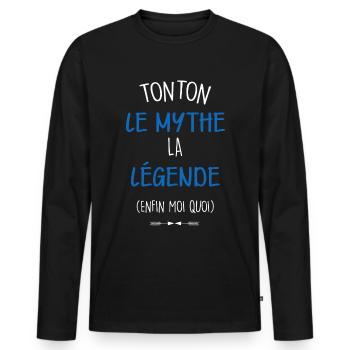 Tonton l homme le mythe la legende - T-shirt manches longues Premium bio Homme - noir - Devant - Nico (187cm)