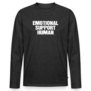 Emotional Support Human - Männer Premium Bio Langarmshirt - Anthrazit meliert - Vorne - Nico (187cm)