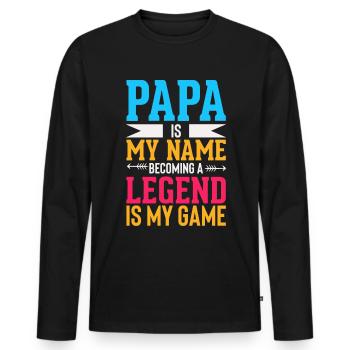 Dad Fathers Day Daddy Papa Funny Father´s Day - Men's Premium Organic Long Sleeve Shirt - black - Front - Nico (187cm)