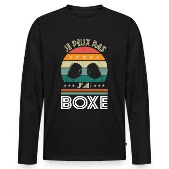 I Can't I Boxing - Boxer Geschenkidee - Männer Premium Bio Langarmshirt - Schwarz - Vorne - Nico (187cm)