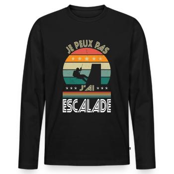 Je peux pas j'ai Escalade - Idée Cadeau Grimpeur - T-shirt manches longues Premium bio Homme - noir - Devant - Nico (187cm)