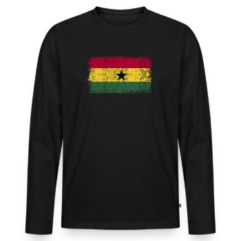 Ghanaische Flagge Ghana Ghanaflagge - Männer Premium Bio Langarmshirt - Schwarz - Vorne - Nico (187cm)