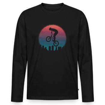 BMX Vélo Rétro Motif Freestyle BMX Enfants Garçon - T-shirt manches longues Premium bio Homme - noir - Devant - Nico (187cm)