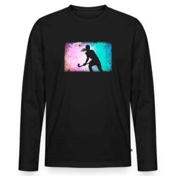 Hockeyspielerin Feldhockey Mädchen Hockey - Männer Premium Bio Langarmshirt - Schwarz - Vorne - Nico (187cm)