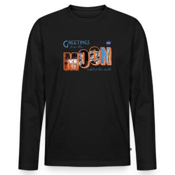NASA Carte De Vacances Greetings From The Moon - T-shirt manches longues Premium bio Homme - noir - Devant - Nico (187cm)
