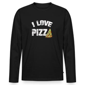 PIZZA PIZZA T-SHIRT J'AIME - T-shirt manches longues Premium bio Homme - noir - Devant - Nico (187cm)