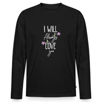 preuve d'amour romantique - T-shirt manches longues Premium bio Homme - noir - Devant - Nico (187cm)