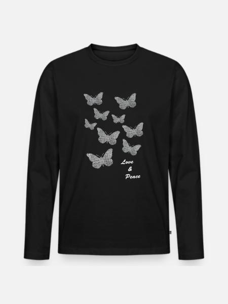butterflies Schmetterlinge - Männer Premium Bio Langarmshirt - Schwarz