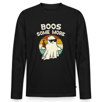 Halloween Boos Some More Ghost Beer - Men's Premium Organic Long Sleeve Shirt - black - Front - Nico (187cm)