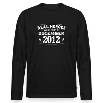 Real Heroes were born in December 2012 Birthday - Men's Premium Organic Long Sleeve Shirt - black - Front - Nico (187cm)
