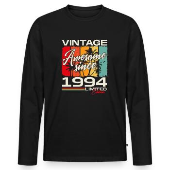 Vintage, 1994, Vintage Retro, Cadeau d’anniversaire - T-shirt manches longues Premium bio Homme - noir - Devant - Nico (187cm)