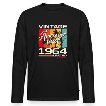 1964 Né Vintage Rétro Cadeau d’anniversaire - T-shirt manches longues Premium bio Homme - noir - Devant - Nico (187cm)