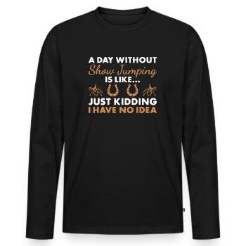 Jumper Une journée sans saut d’obstacles - T-shirt manches longues Premium bio Homme - noir - Devant - Nico (187cm)