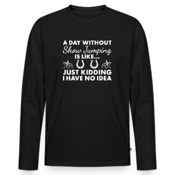Jumper Une journée sans saut d’obstacles - T-shirt manches longues Premium bio Homme - noir - Devant - Nico (187cm)