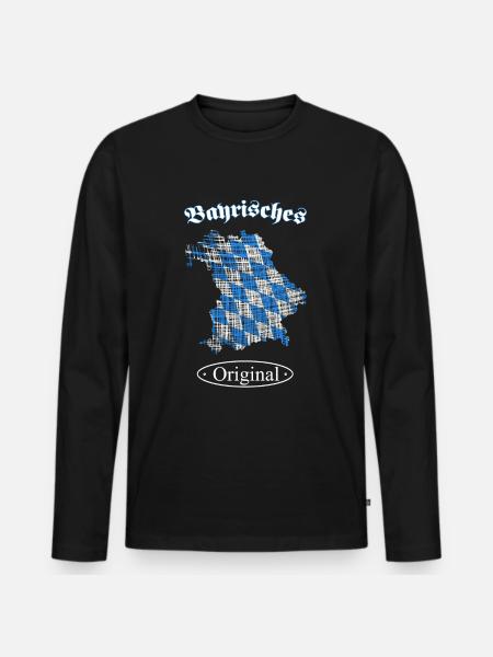 Bayern Spruch Bavaria - Männer Premium Bio Langarmshirt - Schwarz