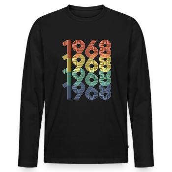 Cool Retro 1968, 54 Jahre alt, Geschenk zum 54. Geburtstag - Männer Premium Bio Langarmshirt - Schwarz - Vorne - Nico (187cm)